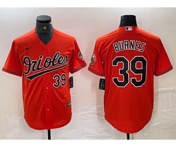 Men's Baltimore Orioles #39 Corbin Burnes Number Orange Cool Base Stitched Jersey