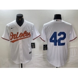 Men's Baltimore Orioles #42 Jackie Robinson White Stitched Cool Base Nike Jersey