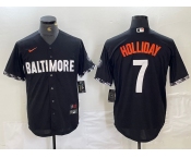 Men's Baltimore Orioles #7 Jackson Holliday Black 2023 City Connect Cool Base Stitched Jersey