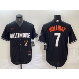 Men's Baltimore Orioles #7 Jackson Holliday Number Black 2023 City Connect Cool Base Stitched Jersey