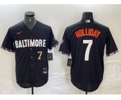 Men's Baltimore Orioles #7 Jackson Holliday Number Black 2023 City Connect Cool Base Stitched Jersey