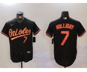 Men's Baltimore Orioles #7 Jackson Holliday Number Black Cool Base Jersey