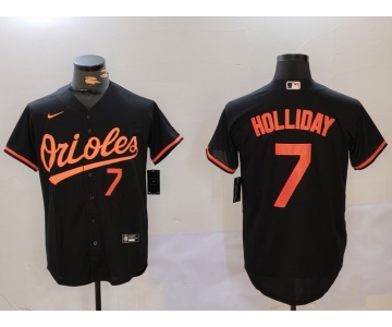 Men's Baltimore Orioles #7 Jackson Holliday Number Black Cool Base Jersey