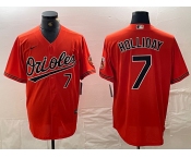 Men's Baltimore Orioles #7 Jackson Holliday Number Orange Limited Cool Base Stitched Jersey