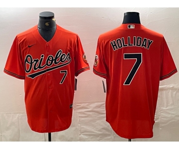 Men's Baltimore Orioles #7 Jackson Holliday Number Orange Limited Cool Base Stitched Jersey