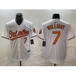 Men's Baltimore Orioles #7 Jackson Holliday Number White Limited Cool Base Stitched Jersey