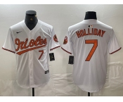 Men's Baltimore Orioles #7 Jackson Holliday Number White Limited Cool Base Stitched Jersey