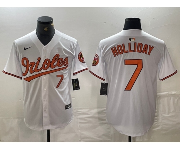 Men's Baltimore Orioles #7 Jackson Holliday Number White Limited Cool Base Stitched Jersey