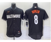 Men's Baltimore Orioles #8 Cal Ripken Jr Black 2023 City Connect Flex Base Stitched Jersey1