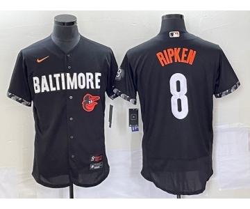 Men's Baltimore Orioles #8 Cal Ripken Jr Black 2023 City Connect Flex Base Stitched Jersey