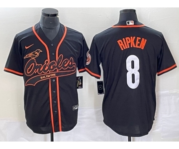 Men's Baltimore Orioles #8 Cal Ripken Jr Black Cool Base Stitched Baseball Jersey