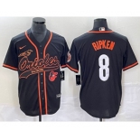 Men's Baltimore Orioles #8 Cal Ripken Jr Black With Patch Cool Base Stitched Baseball Jerse