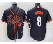 Men's Baltimore Orioles #8 Cal Ripken Jr Black With Patch Cool Base Stitched Baseball Jerse