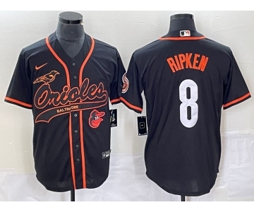 Men's Baltimore Orioles #8 Cal Ripken Jr Black With Patch Cool Base Stitched Baseball Jerse