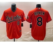 Men's Baltimore Orioles #8 Cal Ripken Jr Number Orange Cool Base Stitched Jersey