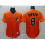 Men's Baltimore Orioles #8 Cal Ripken Jr. Orange Fade Stitched Baseball Jersey