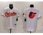 Men's Baltimore Orioles Big Logo White 2024 Home Limited Cool Base Stitched Baseball Jersey