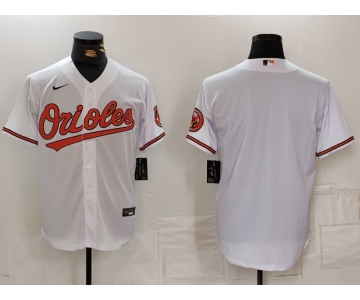 Men's Baltimore Orioles Blank White 2024 Home Limited Cool Base Stitched Baseball Jersey