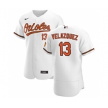 Men's Nike Baltimore Orioles #13 Andrew Velazquez White Home 2020 Authentic Player Baseball Jersey