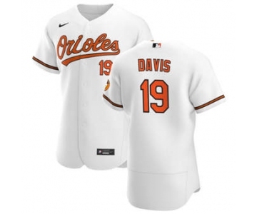 Men's Nike Baltimore Orioles #19 Chris Davis White Home 2020 Authentic Player Baseball Jersey