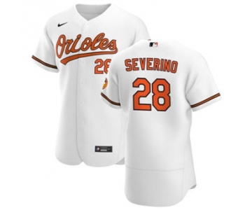 Men's Nike Baltimore Orioles #28 Pedro Severino White Home 2020 Authentic Player Baseball Jersey