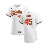 Men's Nike Baltimore Orioles #45 Keegan Akin White Home 2020 Authentic Player Baseball Jersey