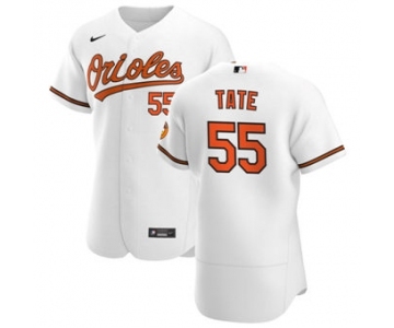 Men's Nike Baltimore Orioles #55 Dillon Tate White Home 2020 Authentic Player Baseball Jersey