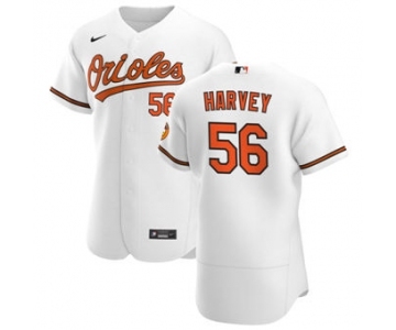 Men's Nike Baltimore Orioles #56 Hunter Harvey White Home 2020 Authentic Player Baseball Jersey