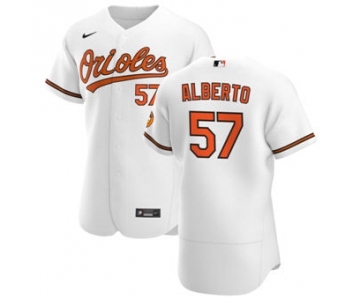 Men's Nike Baltimore Orioles #57 Hanser Alberto White Home 2020 Authentic Player Baseball Jersey