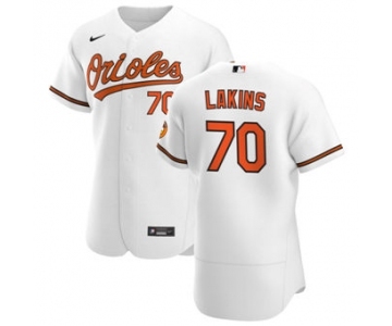 Men's Nike Baltimore Orioles #70 Travis Lakins Sr. White Home 2020 Authentic Player Baseball Jersey