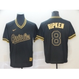 Men's Nike Baltimore Orioles #8 Cal Ripken Authentic Black Gold Fashion Baseball Jersey