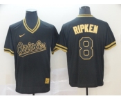 Men's Nike Baltimore Orioles #8 Cal Ripken Authentic Black Gold Fashion Baseball Jersey