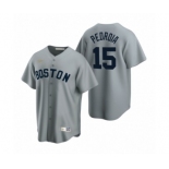 Boston Red Sox #15 Dustin Pedroia Nike Gray Cooperstown Collection Road Jersey