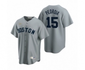 Boston Red Sox #15 Dustin Pedroia Nike Gray Cooperstown Collection Road Jersey