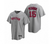 Boston Red Sox #15 Dustin Pedroia Nike Gray Replica Road Jersey