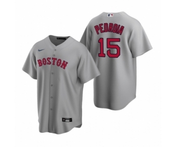 Boston Red Sox #15 Dustin Pedroia Nike Gray Replica Road Jersey