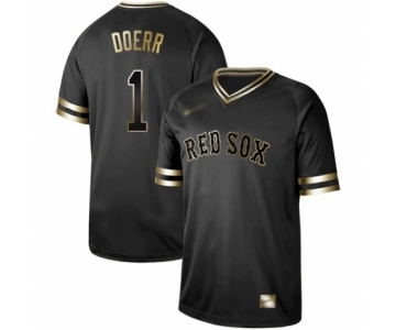 Men's Boston Red Sox #1 Bobby Doerr Authentic Black Gold Fashion Baseball Jersey