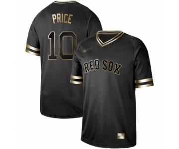 Men's Boston Red Sox #10 David Price Authentic Black Gold Fashion Baseball Jersey