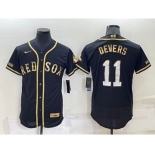 Men's Boston Red Sox #11 Rafael Devers Black Gold Stitched MLB Flex Base Nike Jersey