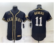 Men's Boston Red Sox #11 Rafael Devers Black Gold Stitched MLB Flex Base Nike Jersey