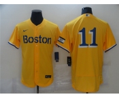 Men's Boston Red Sox  #11 Rafael Devers Nike Gold 2021 City Connect Flex Base Authentic Collection Jersey