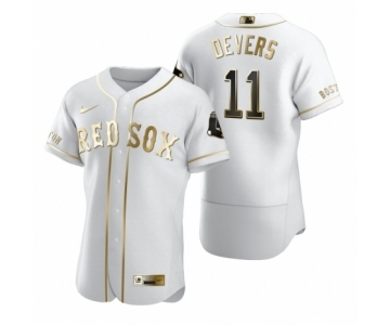 Men's Boston Red Sox #11 Rafael Devers Nike White Authentic Golden Edition Jersey