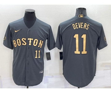 Men's Boston Red Sox #11 Rafael Devers Number Grey 2022 All Star Stitched Cool Base Nike Jersey