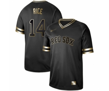 Men's Boston Red Sox #14 Jim Rice Authentic Black Gold Fashion Baseball Jersey