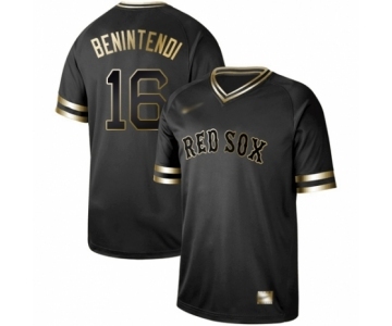 Men's Boston Red Sox #16 Andrew Benintendi Authentic Black Gold Fashion Baseball Jersey