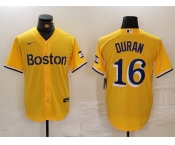 Men's Boston Red Sox #16 Jarren Duran Gold City Connect Stitched Baseball Jersey