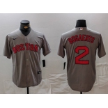 Men's Boston Red Sox #2 Xander Bogaerts Grey Cool Base Stitched Jersey