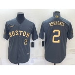 Men's Boston Red Sox #2 Xander Bogaerts Number Grey 2022 All Star Stitched Cool Base Nike Jersey