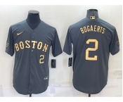 Men's Boston Red Sox #2 Xander Bogaerts Number Grey 2022 All Star Stitched Cool Base Nike Jersey