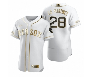 Men's Boston Red Sox #28 J.D. Martinez Nike White Authentic Golden Edition Jersey